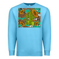 Ocean Blue cactus and sunflowers turquoise leopard cowhide Premium Sweatshirt - Artiststas