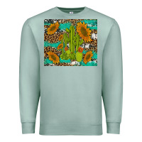 Seafoam cactus and sunflowers turquoise leopard cowhide Premium Sweatshirt - Artiststas