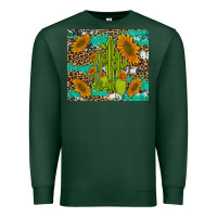 Sports Green cactus and sunflowers turquoise leopard cowhide Premium Sweatshirt - Artiststas