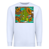 White cactus and sunflowers turquoise leopard cowhide Premium Sweatshirt - Artiststas