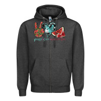 Charcoal Heather peace love watermelon Zipper Hoodie - SublimationCraftShop