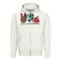 Oatmeal Heather peace love watermelon Zipper Hoodie - SublimationCraftShop