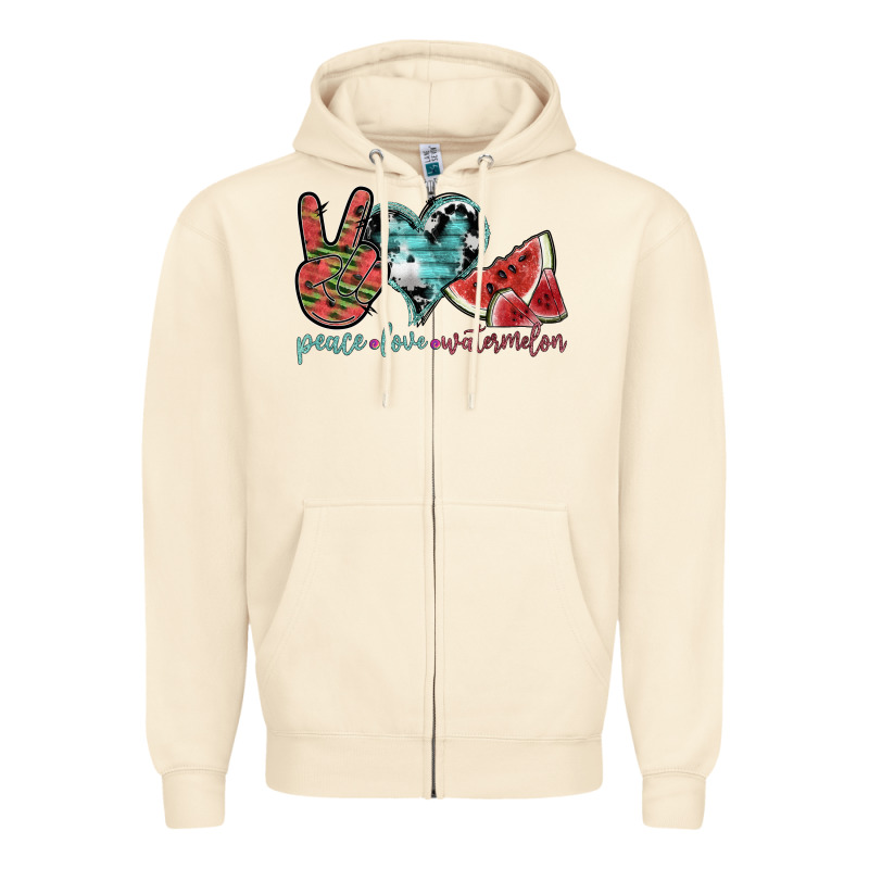 Peace Love Watermelon Zipper Hoodie by SublimationCraftShop | Teevron