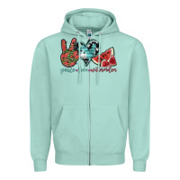 Seafoam peace love watermelon Zipper Hoodie - SublimationCraftShop