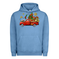 Pigment Pebble Blue Christmas truck Urban Hoodie - AdoDesignShop