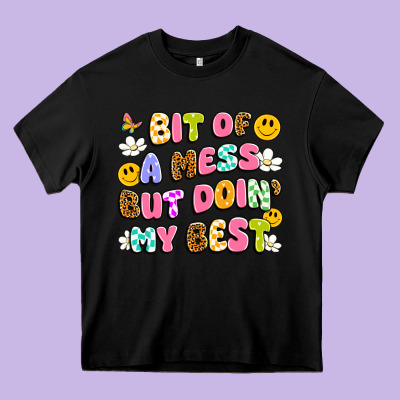Bit Of A Mess But Doin' My Best Heavy Core Tee Designed By Artiststas