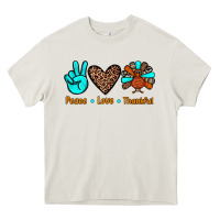 Cream peace love thankful Heavy Core Tee - JahusDesignShop