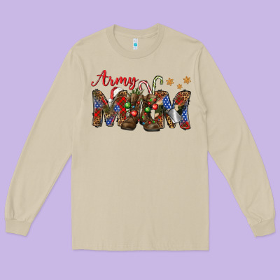 Christmas Army Mom Mother's Day Long Sleeve Tee Designed By Howdyjamesfarm