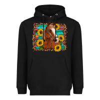 Black horse sunflowers turquoise wooden serape leopard Heavyweight Hoodie - Artiststas