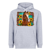 Heather Grey horse sunflowers turquoise wooden serape leopard Heavyweight Hoodie - Artiststas