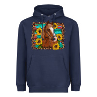 Horse Sunflowers Turquoise Wooden Serape Leopard Heavyweight Hoodie | Teevron