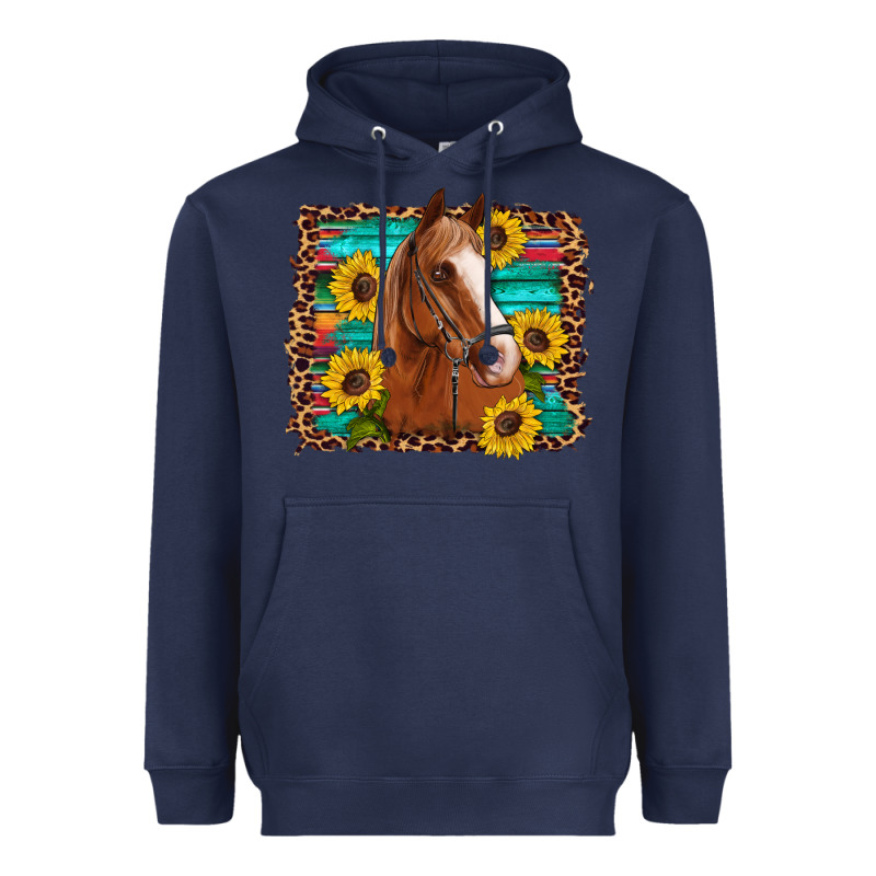 Horse Sunflowers Turquoise Wooden Serape Leopard Heavyweight Hoodie by Artiststas | Teevron