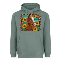 Sage horse sunflowers turquoise wooden serape leopard Heavyweight Hoodie - Artiststas