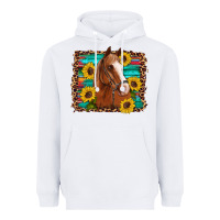 White horse sunflowers turquoise wooden serape leopard Heavyweight Hoodie - Artiststas