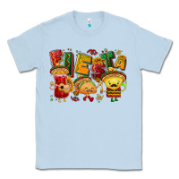 Dusty Blue Fiesta with taco, nacho, souce Classic Tee - NancyCooperArtShop