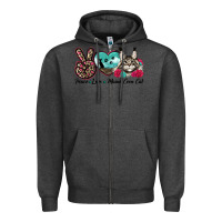 Charcoal Heather peace love maine coon cat Zipper Hoodie - LillyAllenDesigns