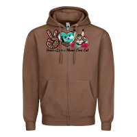 Chestnut peace love maine coon cat Zipper Hoodie - LillyAllenDesigns