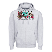 Heather Grey peace love maine coon cat Zipper Hoodie - LillyAllenDesigns