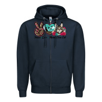 Navy peace love maine coon cat Zipper Hoodie - LillyAllenDesigns