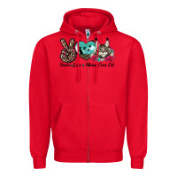 Red peace love maine coon cat Zipper Hoodie - LillyAllenDesigns