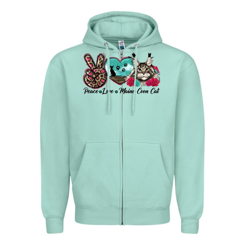 Peace Love Maine Coon Cat Zipper Hoodie by LillyAllenDesigns | Teevron
