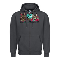 Smoke peace love maine coon cat Zipper Hoodie - LillyAllenDesigns