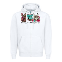 White peace love maine coon cat Zipper Hoodie - LillyAllenDesigns