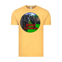 Vintage Mustard Black Angus Cattle and Bull Merry Christmas Vintage Tee - RanaPortraitStore