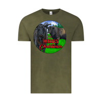 Vintage Olive Black Angus Cattle and Bull Merry Christmas Vintage Tee - RanaPortraitStore