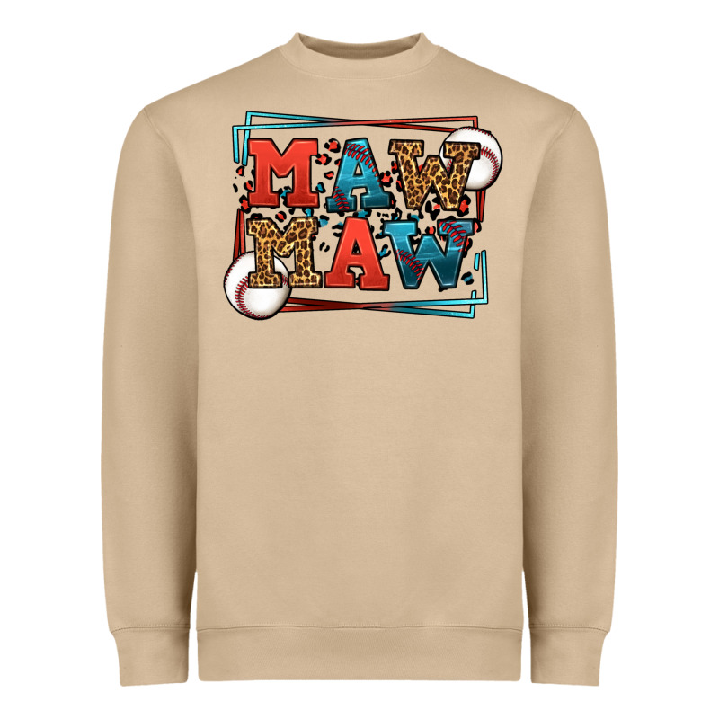 Baseball Mawmaw Leopard Frame Heavyweight Sweatshirt by LillyAllenDesigns | Teevron