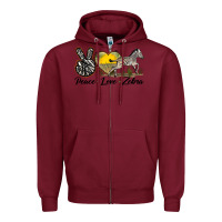 Burgundy peace love zebra Zipper Hoodie - LillyAllenDesigns