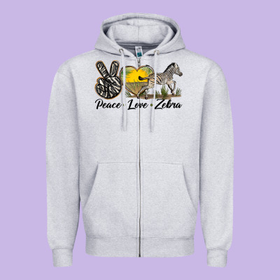 Peace Love Zebra Zipper Hoodie Designed By Lillyallendesigns