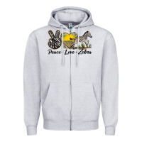 Heather Grey peace love zebra Zipper Hoodie - LillyAllenDesigns