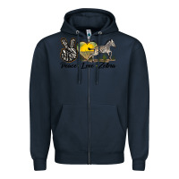 Navy peace love zebra Zipper Hoodie - LillyAllenDesigns
