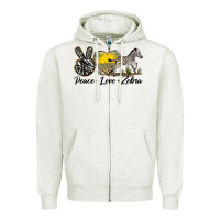 Oatmeal Heather peace love zebra Zipper Hoodie - LillyAllenDesigns