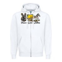 White peace love zebra Zipper Hoodie - LillyAllenDesigns