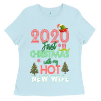 Baby Blue 2020 First Christmas With My Hot New Wife Ladies Tee - Bettercallsaul