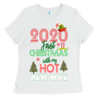 White 2020 First Christmas With My Hot New Wife Ladies Tee - Bettercallsaul