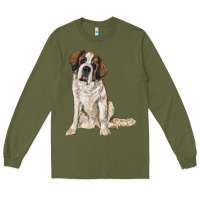 Army Green saint bernard Long Sleeve Tee - RanaPortraitStore