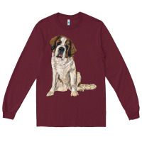 Burgundy saint bernard Long Sleeve Tee - RanaPortraitStore