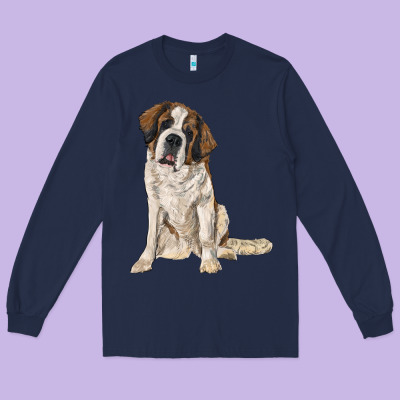 Saint Bernard Long Sleeve Tee Designed By Ranaportraitstore
