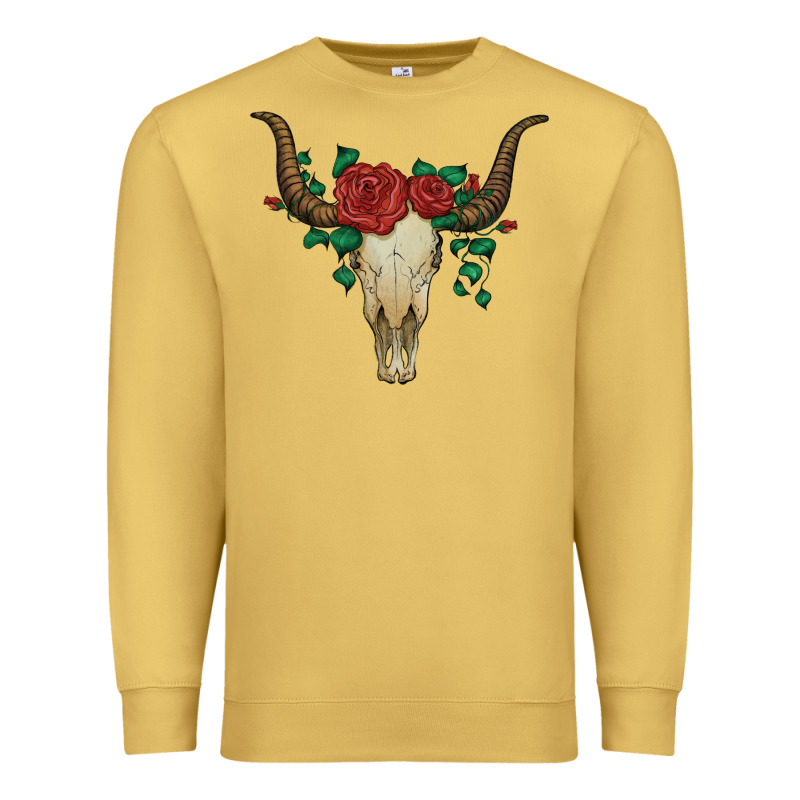 Bull Skull With Roses Premium Sweatshirt by Artiststas | Teevron