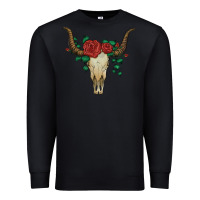 Black bull skull with roses Premium Sweatshirt - Artiststas