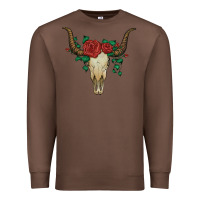 Chestnut bull skull with roses Premium Sweatshirt - Artiststas