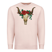 Pale Pink bull skull with roses Premium Sweatshirt - Artiststas