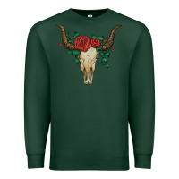 Sports Green bull skull with roses Premium Sweatshirt - Artiststas