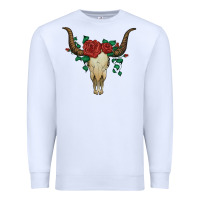 White bull skull with roses Premium Sweatshirt - Artiststas