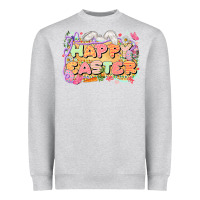 Heather Grey Happy Easter Heavyweight Sweatshirt - LillyAllenDesigns
