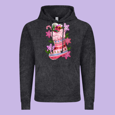 Pink Christmas Socks Vintage Hoodie Designed By Cowgirlartshop