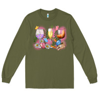 Army Green Easter wine glasses  Easter Day Long Sleeve Tee - CowGirlArtShop